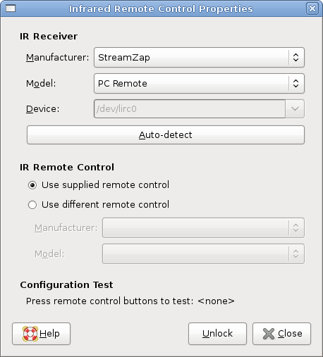 gnome-lirc-properties Screenshot
